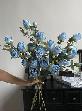 仿真花玫瑰大气高端四头田园玫瑰