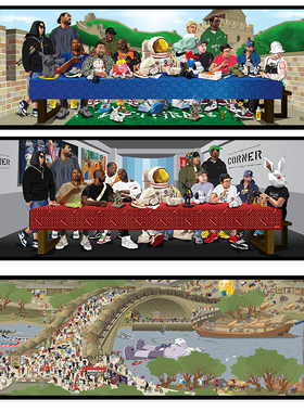 潮牌装饰画aj清明上河图最后的晚餐supre工作室服装店考ks挂画