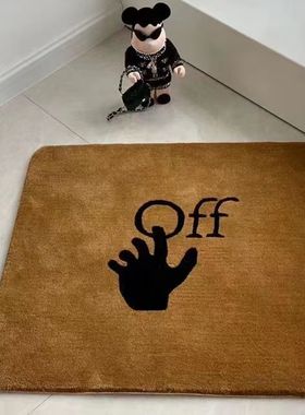 OFFWHITE手掌徽标门垫羊绒混