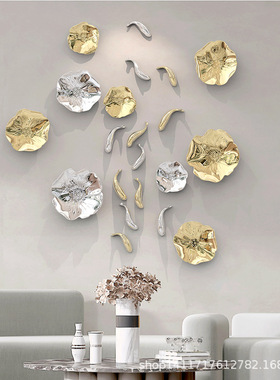 特价中式田园立体荷叶树脂挂饰酒店餐厅玄关壁饰电视背景墙壁挂