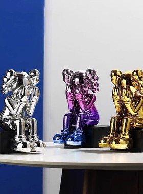 跨境新品树脂毛绒玩具公仔玩偶布娃娃抱枕靠垫考斯坐姿捂脸潮流