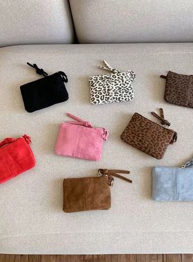 挂脖式迷你小包个性时髦豹纹口红零钱包秋季女单肩麂皮绒包小方包