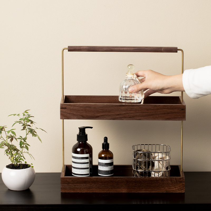 黑胡桃桌面化妆品收纳盒