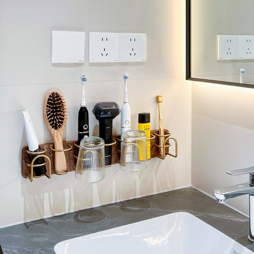 素风卫生间电动牙刷置物架免打孔