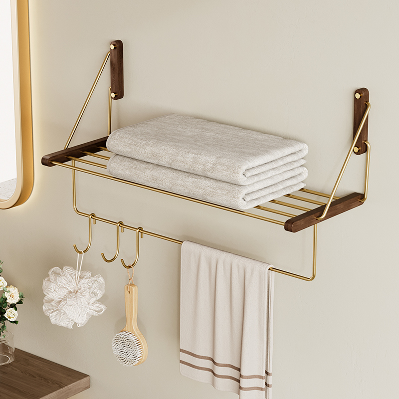 轻奢免打孔黑胡桃木加不锈钢颜值