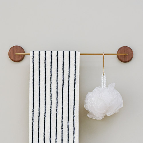 素风卫生间毛巾架免打孔壁挂挂杆