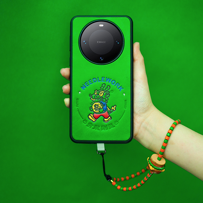 两针一线适用华为mate70Pro手机壳新款原创手绘有龙则灵系列真皮mate60+高级感外壳挂绳斜挎全包防摔保护套