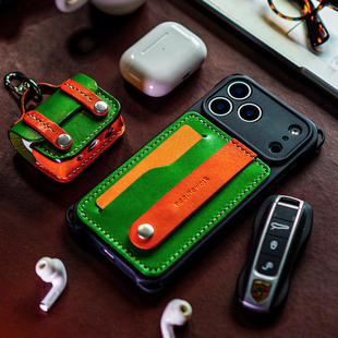 两针一线适用17promax苹果手机壳新款高级感17pro iphone手机保护壳支架插卡真皮17air挂绳可斜挎镜头全包壳