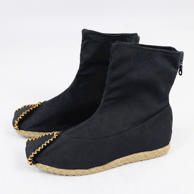 春秋中国风云头官靴平底靴子青年男士汉靴禅意单靴子居士鞋潮靴