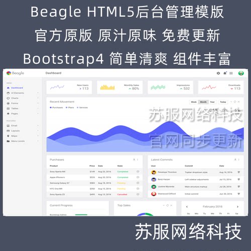 Beagle bootstrap4响应式后台管理模板 后台前端模版 H5模版