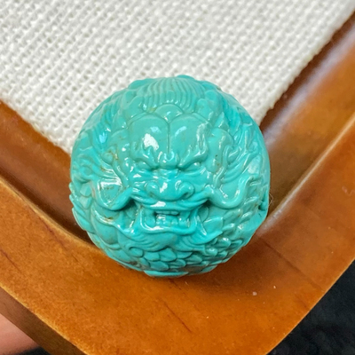 ss02001无优化湖北原矿绿松石高瓷蓝绿色18龙珠单珠一图一物