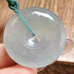 0629号天然缅甸翡翠a货冰晴木那暴风雪绵仿古平安扣吊坠一图一物