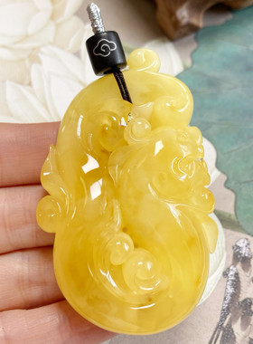 1798号天然无优化俄料蜜蜡溶洞花白蜡仿古大龙牌一图一物