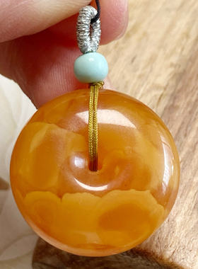 ML01002天然无优化俄料蜜蜡溶洞花白蜡老蜡平安扣墩子一图一物