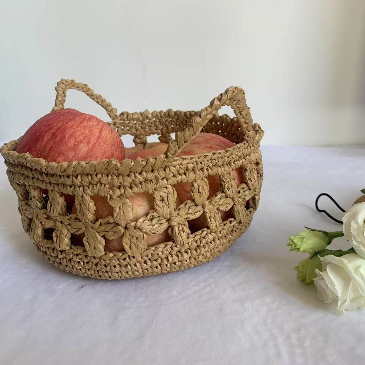 手工diy材料包拉菲草收纳篮