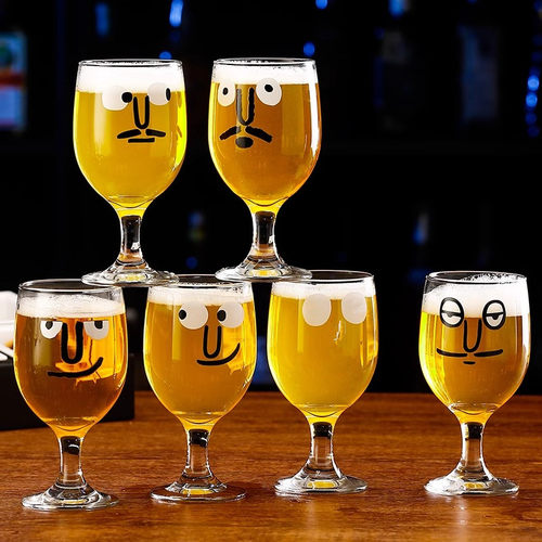 ins风高脚杯精酿啤酒杯玻璃冷饮