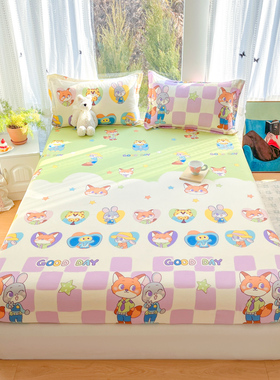 纯棉单床笠全棉床罩疯狂动物城单件席梦思床垫防滑固定床单防尘罩