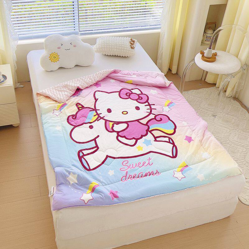 迪士尼凉感空调被粉色hellokitty夏被凯蒂猫KT儿童卡通薄被子公主