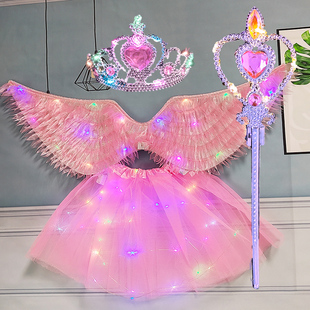 发光天使羽毛翅膀cosplay道具圣诞节万圣节表演服装 女孩生日礼物