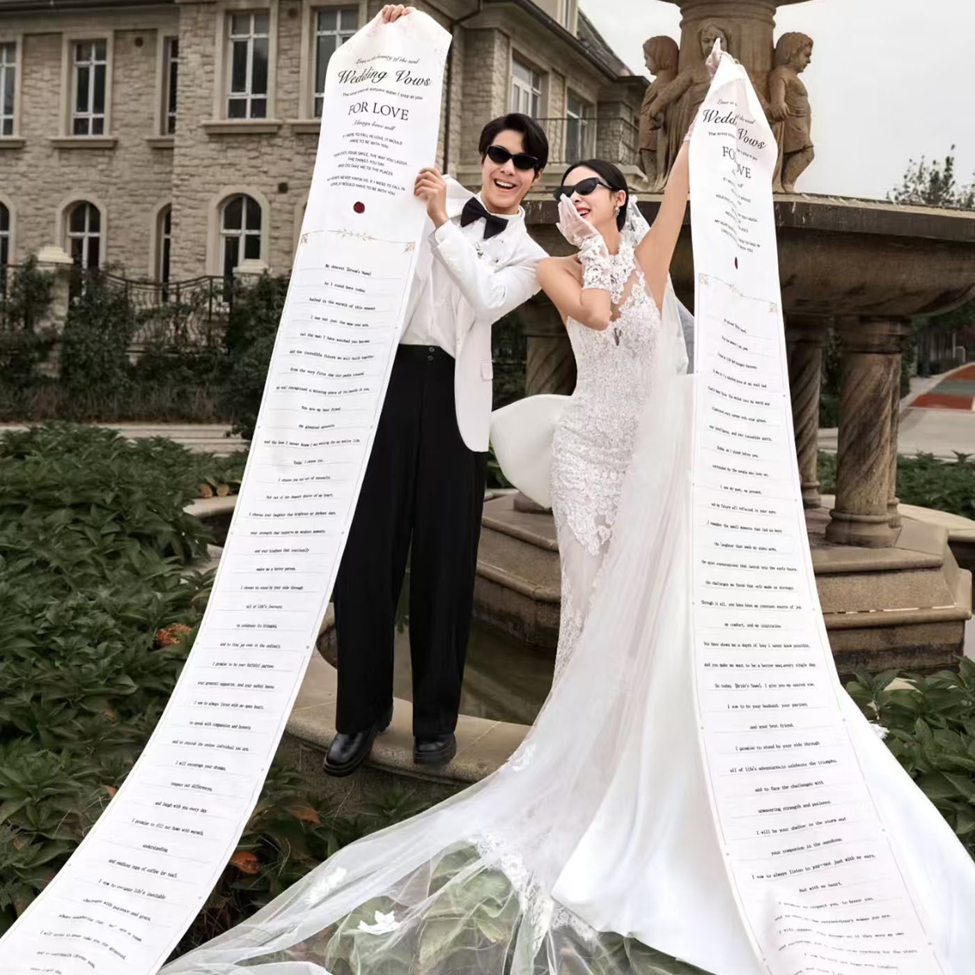 婚纱摄影外景旅拍道具超长结婚誓言长条背景布婚礼拍照结婚誓约书