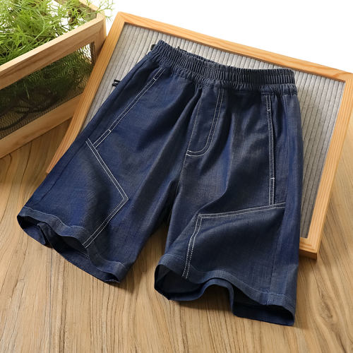男童薄款天丝牛仔五分短裤夏新品