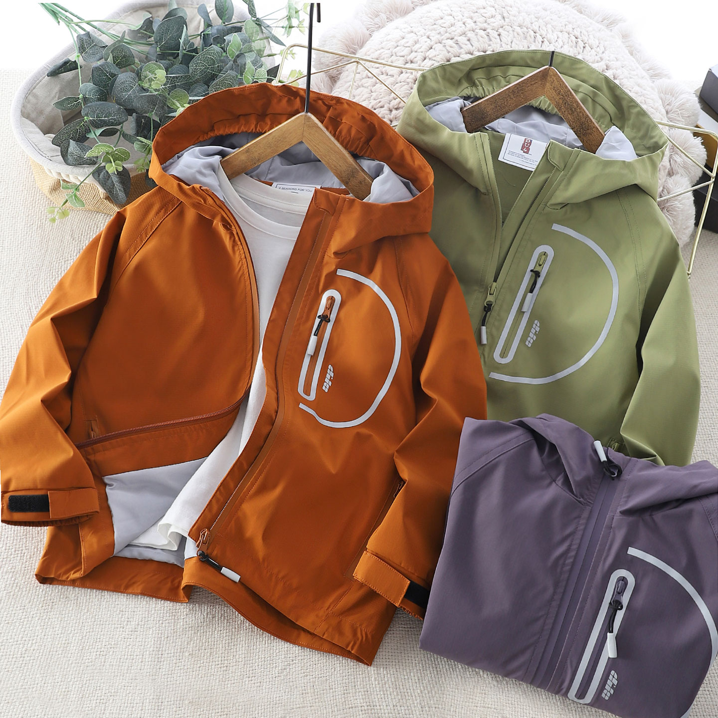 男童双层反光条三防外套春秋新