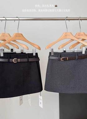 灰色毛呢辣妹春季新款半身裙女气质高腰显瘦百搭短裙防走光a字裙