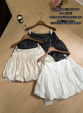 波点芭蕾风白色甜美蛋糕裙女夏季高腰显瘦半身裙少女风百搭a字裙
