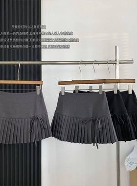 灰色韩版百褶裙半身裙女高腰显瘦休闲百搭a字裙小个子防走光短裙