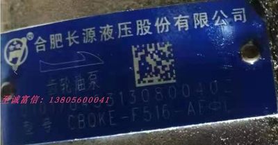 合肥长源液压 齿轮油泵 液压泵 CBQKE-F516-AFφL 花键油泵高压泵