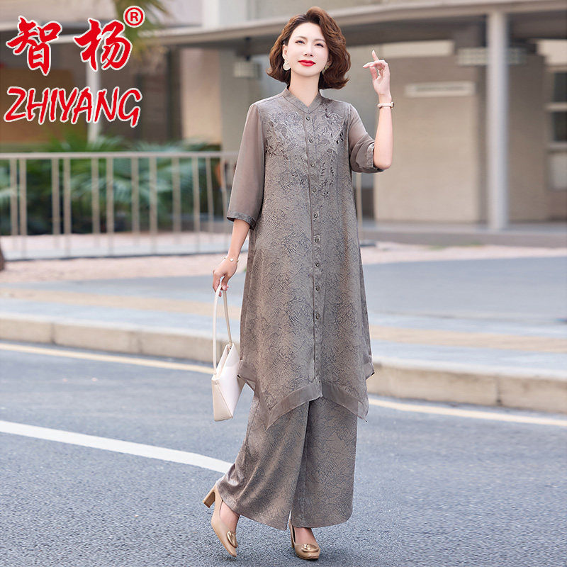 妈妈夏装时尚阔太太两件套