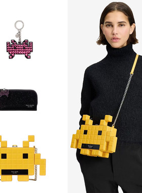 kate spade立体3D像素外星人异型包超大标签诠释嘴巴钱包钥匙扣KS