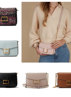 Kate spade新款方扣搭扣链条斜挎单肩包小方包豆腐包简约时尚katy