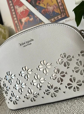 现货Kate Spade白色贝壳包斜挎镂空四叶草桃心花朵清爽大容量KS