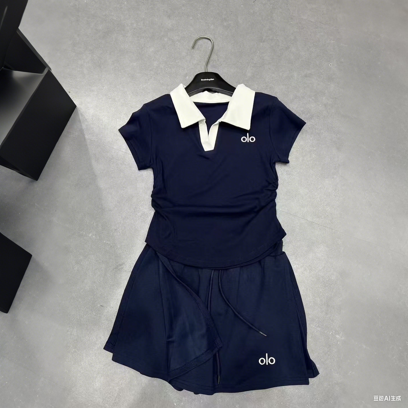 BSMD正品两件套女短款褶皱polo领小衫合身T恤+半身短裙裤休闲运动
