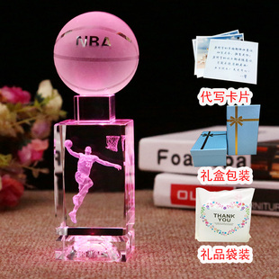 篮球迷生日礼物送男生水晶摆件詹姆斯库里哈登欧文杜兰特科比手办