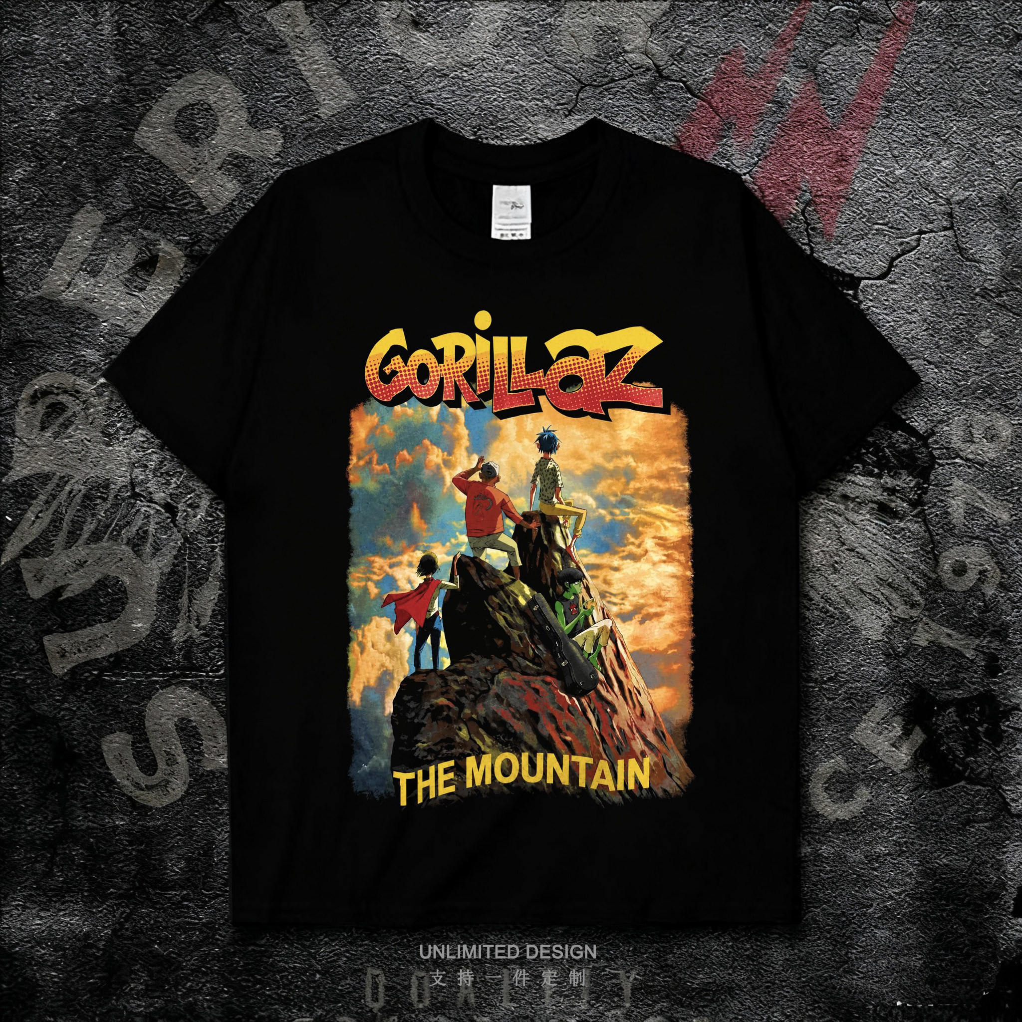 欧美潮流Gorillaz街头霸王乐队多巴胺巡演T恤印花纯棉短袖男女夏
