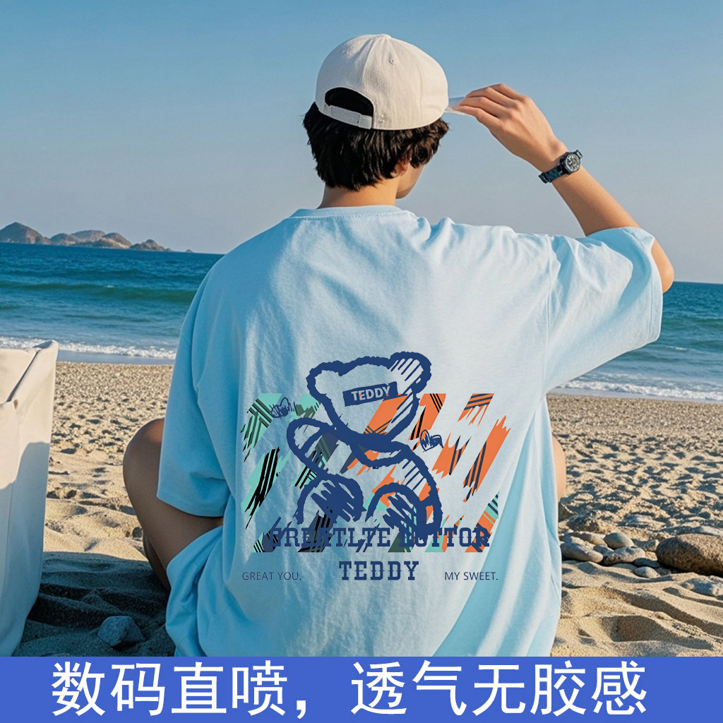 印花短袖T恤上衣休闲时尚夏男女