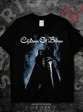 Children of Bodom乐队周边骷髅印花短袖T恤摇滚黑色纯棉上衣男女