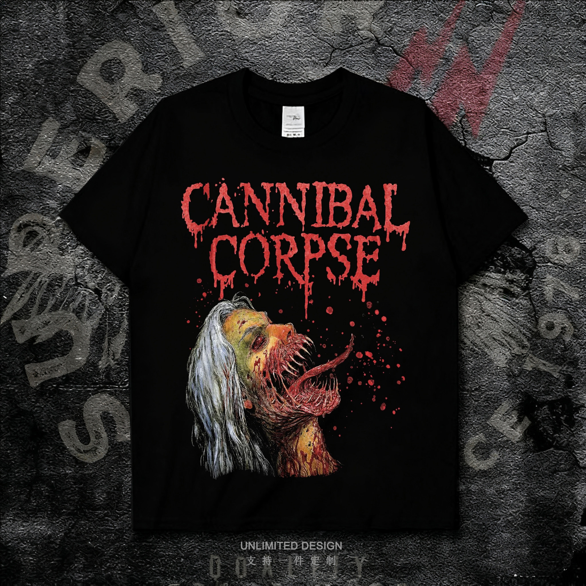 欧美死亡金属CANNIBAL CORPSE食人尸乐队印花纯棉短袖T恤男女潮夏