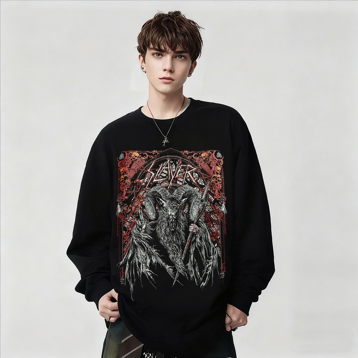 Slayer乐队周边男女长袖T恤春秋