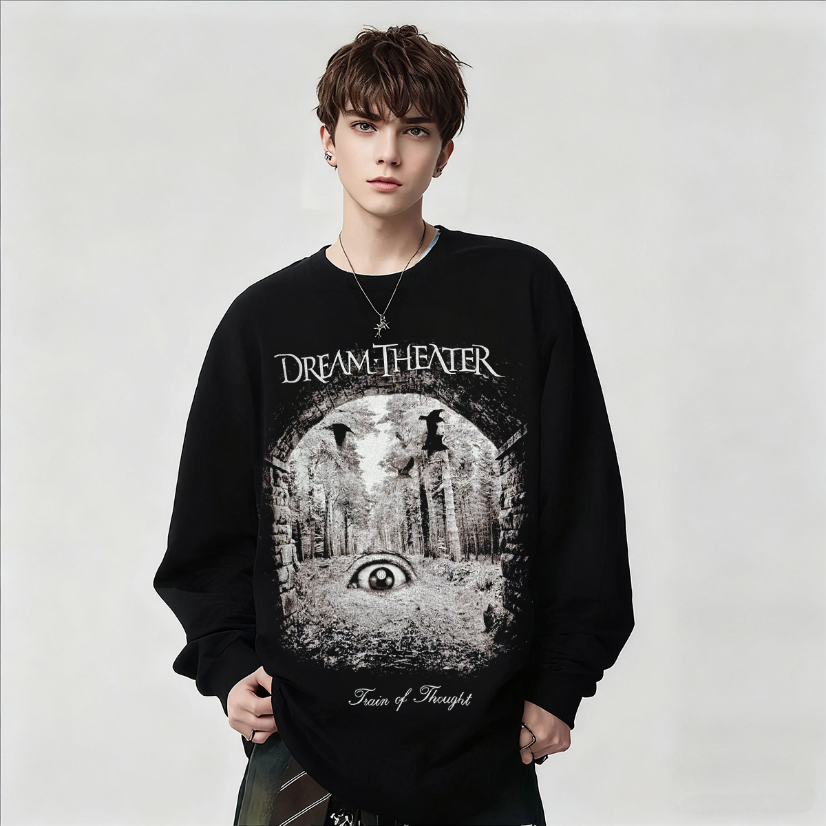 DREAMTHEATER乐队摇滚印花数码直喷长袖T恤男女黑色上衣纯棉春秋