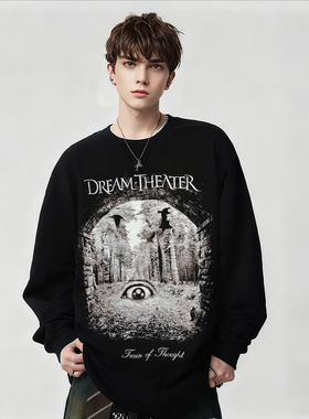 DREAMTHEATER乐队摇滚印花数码直喷长袖T恤男女黑色上衣纯棉春秋