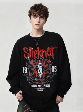 Slipknot轻朋克风长袖T恤男女黑色复古印花摇滚乐队周边上衣春秋