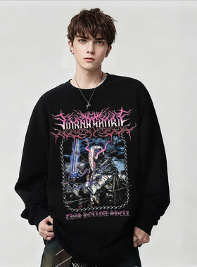 LORNA SHORE欧美摇滚乐队黑色长袖印花T恤男女百搭上衣打底衫春秋