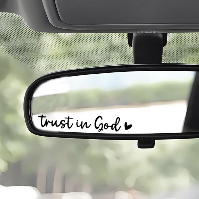 2件装 Trust in god 跨境亚马逊汽车后视镜化妆镜生活装饰贴纸
