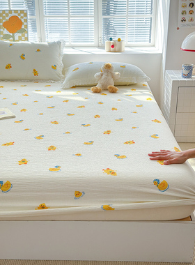 a类泡泡纱床笠床罩夏席梦思保护套床垫套0.9m1.5m1.8床单全包防尘