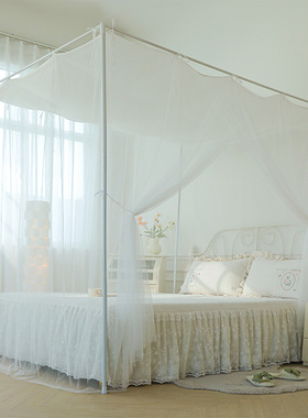 单门蚊帐防尘顶家用老式宫廷落地支架1.8m双人1.5米床通用1.2宿舍