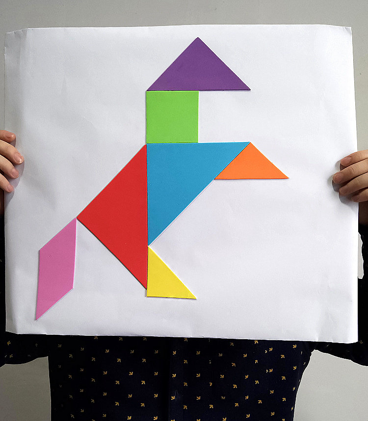 加大号特大号七巧板贴纸自粘 儿童几何图形七巧板粘贴纸黏性贴纸