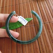 保真开口手镯大号半镯60mm天然A货翡翠玉蓝水危料玉镯实拍图76779